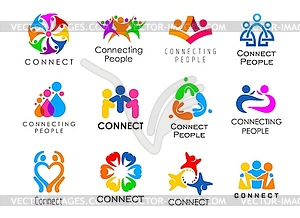 Community connect people together icons - vector clipart