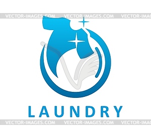 Laundry icon, laundromat wash service, clean shine - vector clip art