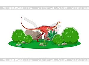 Alvarezsaurus prehistoric bipedal dino character - vector clip art