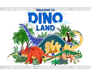 Prehistoric dinosaurs world banner or poster - vector clipart