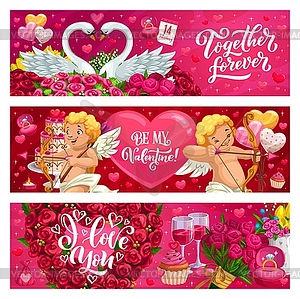 Valentines day holiday banners love greeting cards - vector clipart / vector image