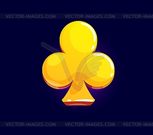 Golden club suit symbol or icon for poker games - vector clipart / vector image