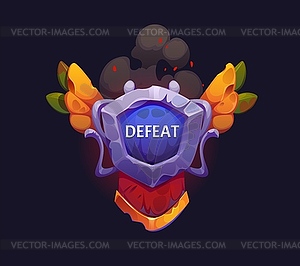 Defeat game icon or badge gui fantasy final banner - vector image