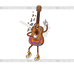 Cartoon groovy guitar musical retro character - vector EPS clipart