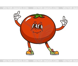 Groovy tomato vegetable cartoon funny character - vector image
