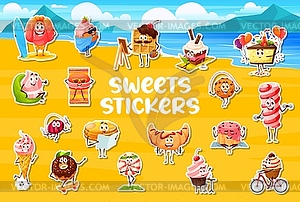 Stickers pack of cartoon dessert characters - vector EPS clipart