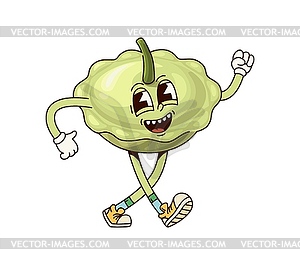 Groovy squash vegetable character with big smile - vector clipart