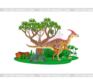 Cartoon parasaurolophus dinosaur character - vector image