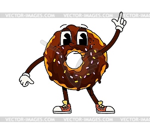 Funny groovy donut dessert cartoon character - vector image