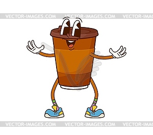Cartoon fast food takeaway coffee groovy character - vector clipart