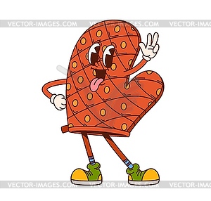 Cartoon groovy kitchen potholder glove character - vector image