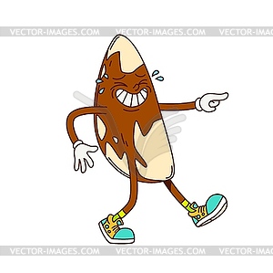 Groovy cartoon retro brazilian nut character - vector image