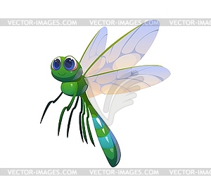 Cartoon funny dragonfly insect cute character - vector image