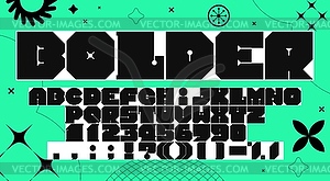 Bold brutal font modern Y2K geometric type letters - vector clipart