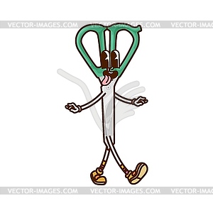 Cartoon groovy scissors stationery y2k character - vector image
