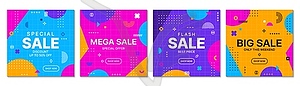 Big sale banners with memphis geometric patterns - color vector clipart