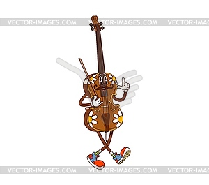 Cartoon groovy contrabass, double bass instrument - vector clipart