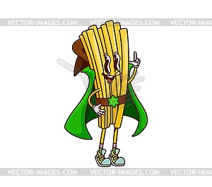 Halloween sorcerer pasta groovy happy character - vector clipart