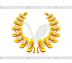 Golden laurel wreath, game asset or victory award - color vector clipart