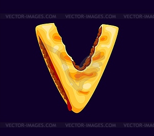 Fast food quesadilla cartoon ABC font letter V - vector clip art