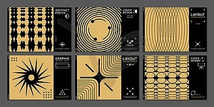 Horizontal brutal y2k posters with abstract shapes - vector image