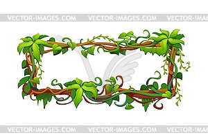 Tropical jungle liana frame with climbing roots - vector image