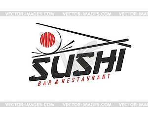 Japanese salmon sushi restaurant icon, emblem - stock vector clipart