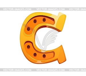 Wild West cowboy horseshoe font letter C - vector clip art