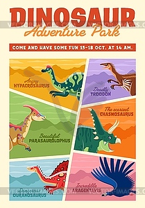 Dinosaurs adventure amusement park vintage poster - vector clipart