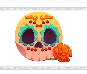 Cartoon Mexican font sugar skull letter Q - vector clipart