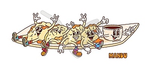 Cartoon Korean cuisine dumplings food character - vector clip art