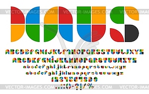 Art deco font, geometric typeface, 80s 90s type - vector clipart