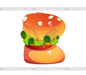 Fast food hamburger ABC font typeface letter B - vector image