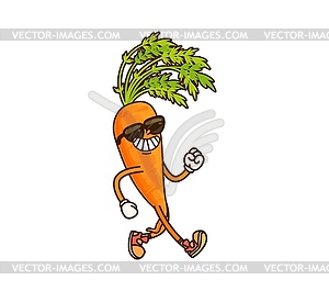 Cartoon groovy carrot vegetable y2k character - vector image