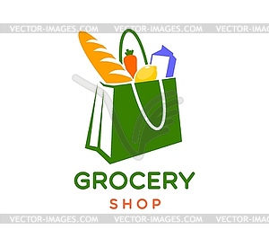 Grocery shop emblem for food store or supermarket - vector image