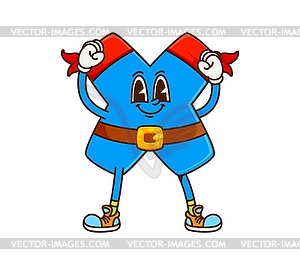 Groovy cartoon multiplication sign pirate corsair - vector image