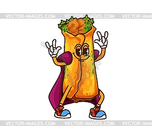 Cartoon funny groovy Halloween Mexican taquito - vector image