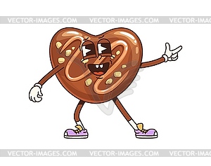 Retro groovy chocolate candy sweet funny character - vector clip art