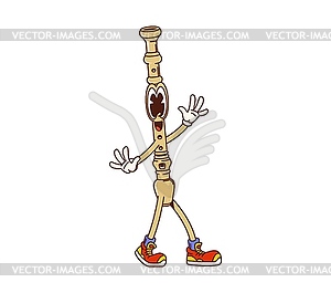 Cartoon groovy flute musical instrument character - vector clipart