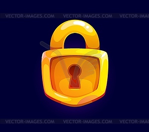 Game asset golden key lock, level bonus or reward - vector clip art