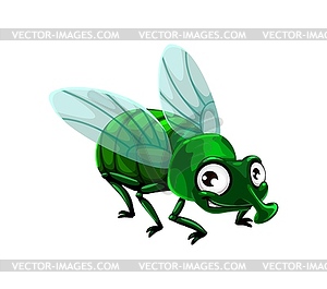 Cartoon funny green fly insect character with face - vector clipart