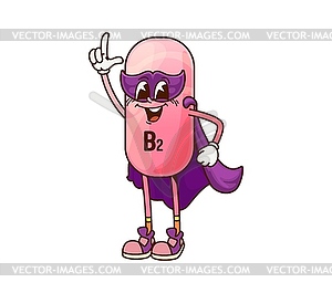 Cartoon groovy vitamin b2 superhero character - vector clipart