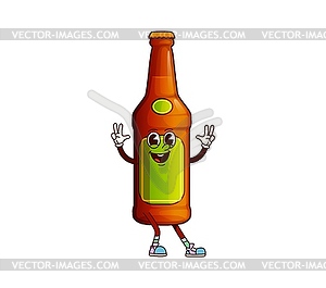 Beer bottle drink groovy cheerful character - vector image