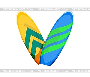 Summer travel font type, surfboard letter typeface - vector clipart