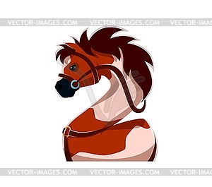 Number two as horse head with flowing mane - vector image