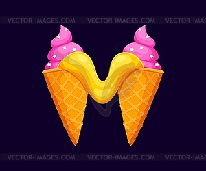 Fast food ice cream cartoon alphabet font letter M - vector clip art