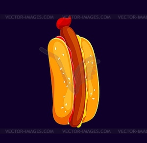 Fast food hotdog cartoon ABC font letter I - vector clipart