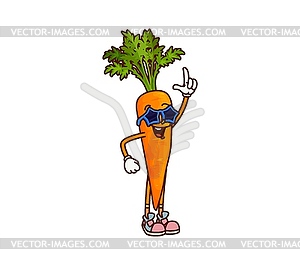 Groovy carrot vegetable character on party - vector clipart