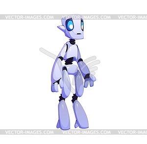 Cartoon futuristic robot mascot, droid character - stock vector clipart