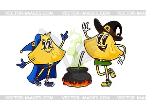 Halloween mage pasta groovy funny character - vector image